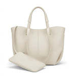Women's Small Soft Leather Tote Bag with Matching Zipper Pouch