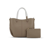 Women's Small Soft Leather Tote Bag with Matching Zipper Pouch