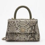 Luxury Python-Embossed Leather Top-Handle Flap Bag
