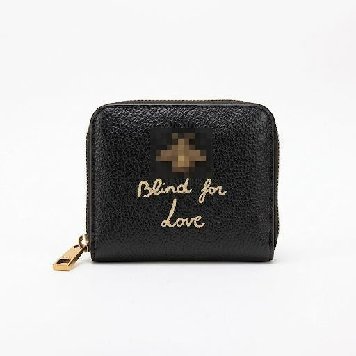 Classic Black Zip Coin Purse with Slogan Detail