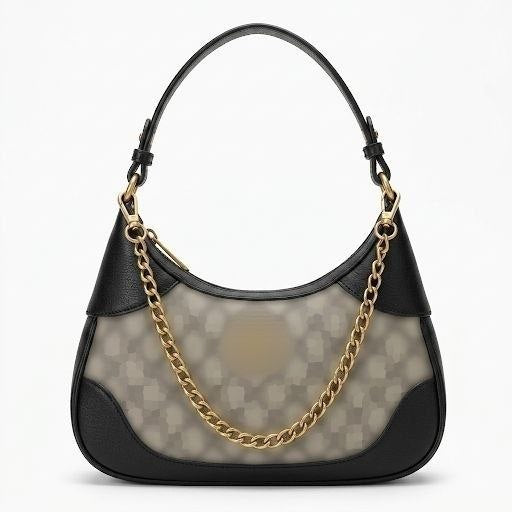 Classic Half-Moon Hobo Bag with Gold Chain