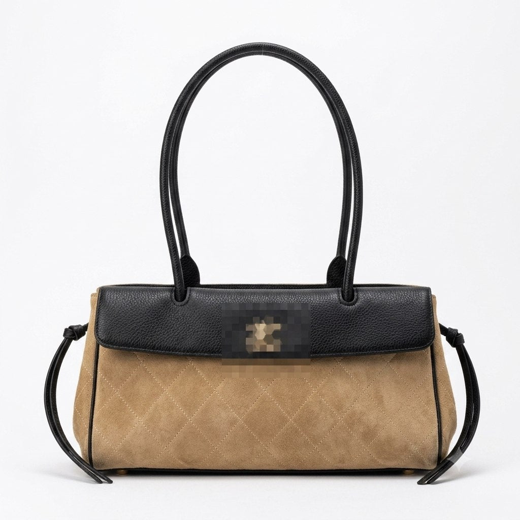 Classic Two-Tone Elongated Shoulder Bag