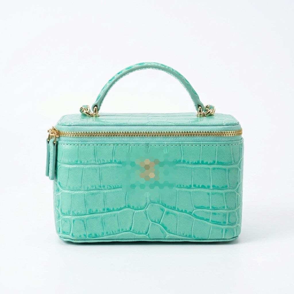 Mint Green Croc-Effect Vanity Shoulder Bag