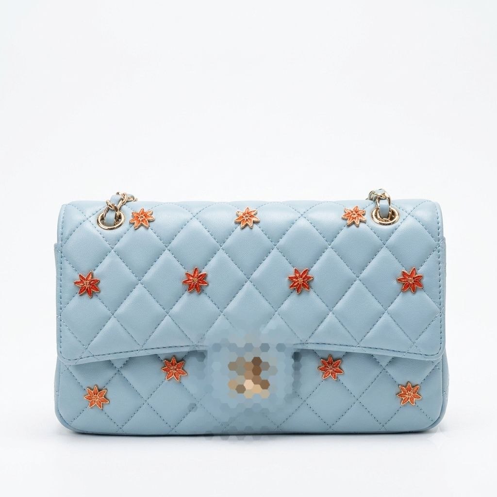 Elegant Quilted Chain Bag with Floral Metal Details