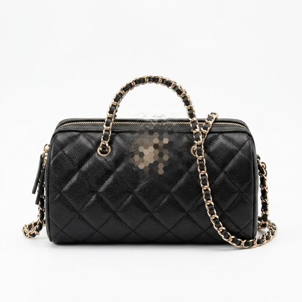 Elegant Quilted Barrel Bag with Top Handle