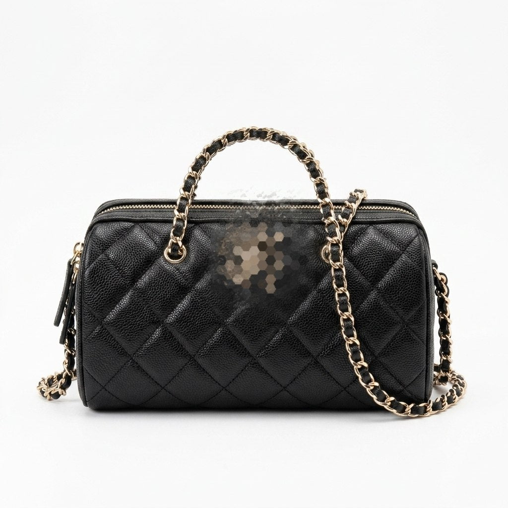 Elegant Quilted Barrel Bag with Top Handle