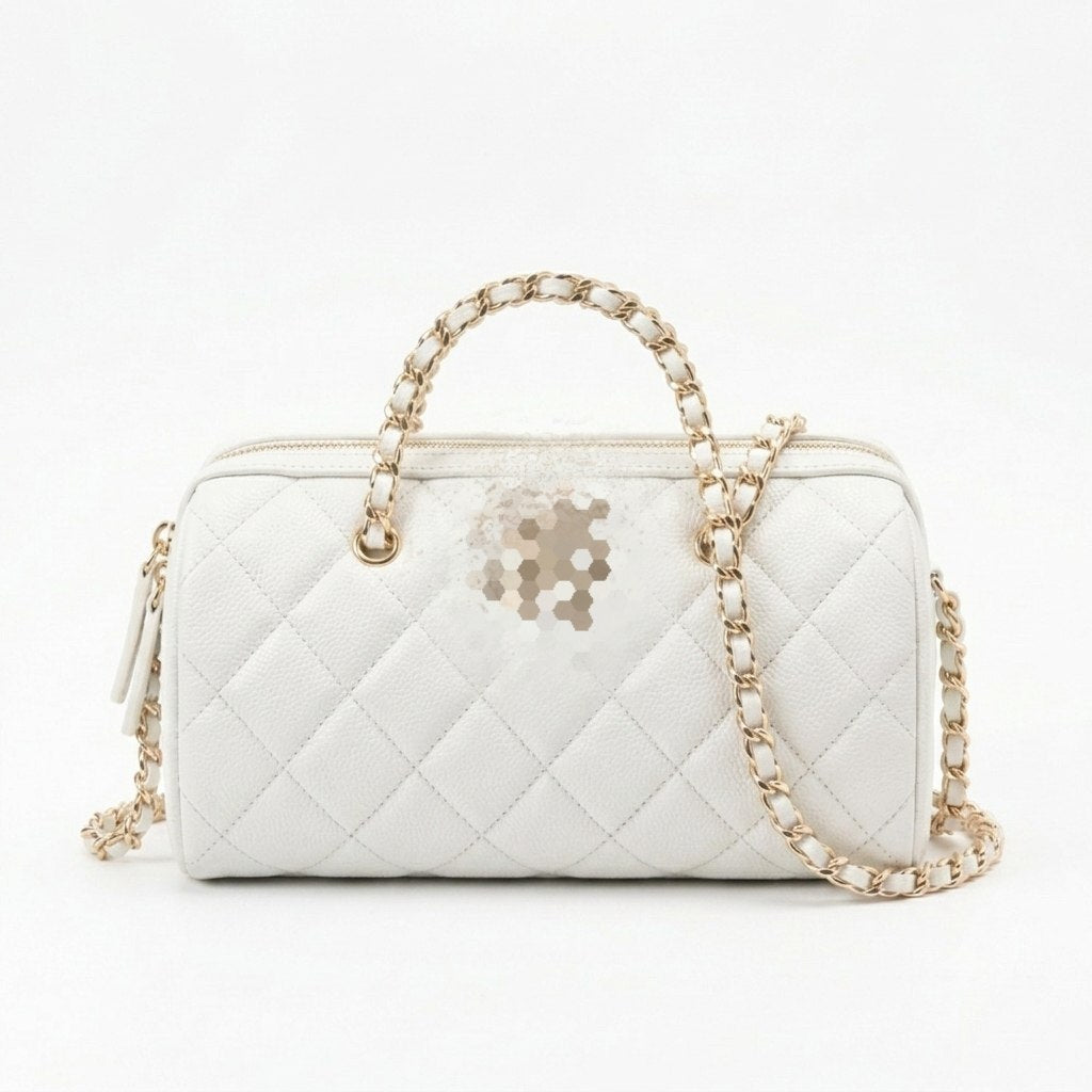 Elegant Quilted Barrel Bag with Top Handle