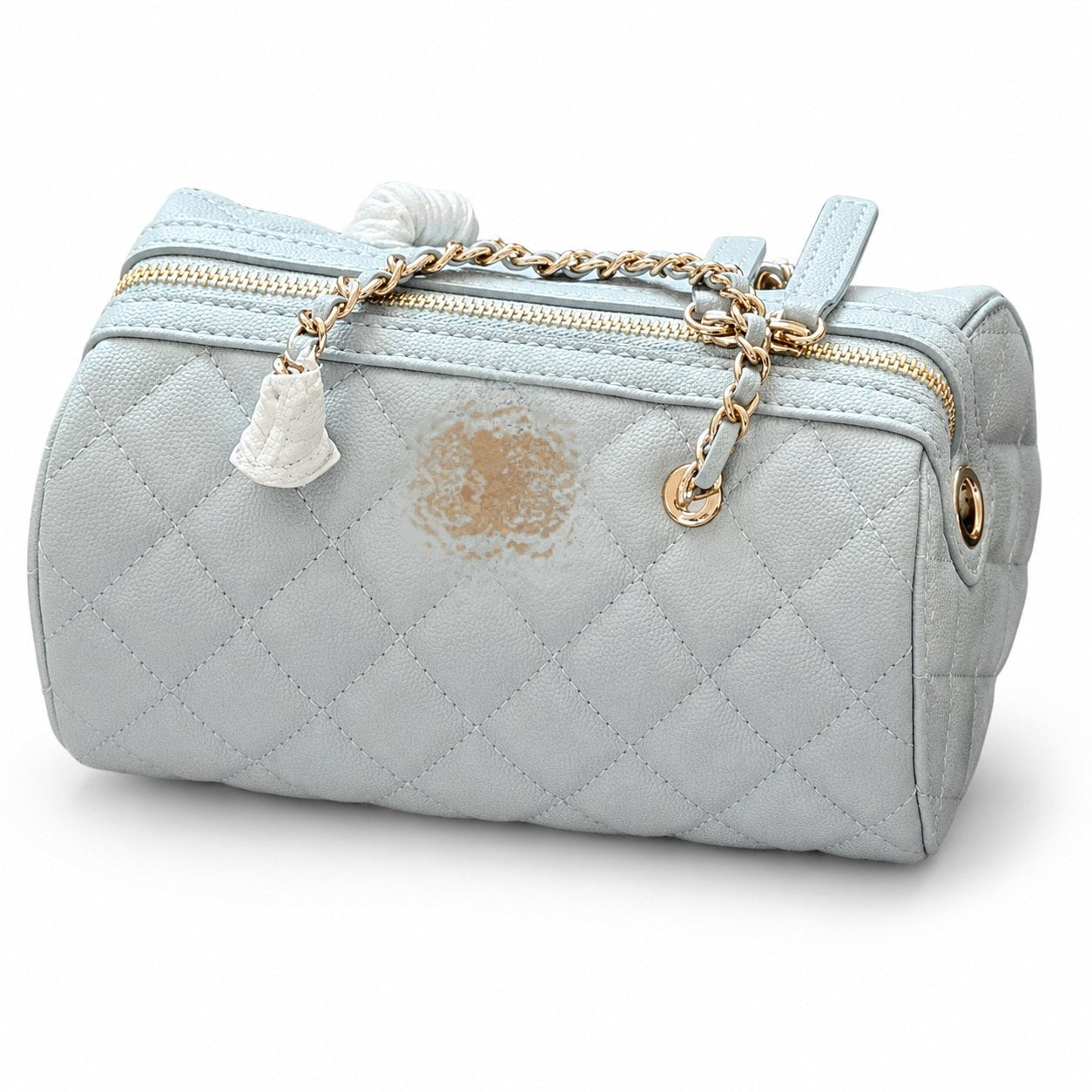 Elegant Quilted Barrel Bag with Top Handle
