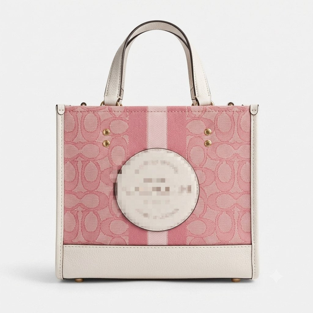 Structured Canvas Mini Tote with Leather Trim