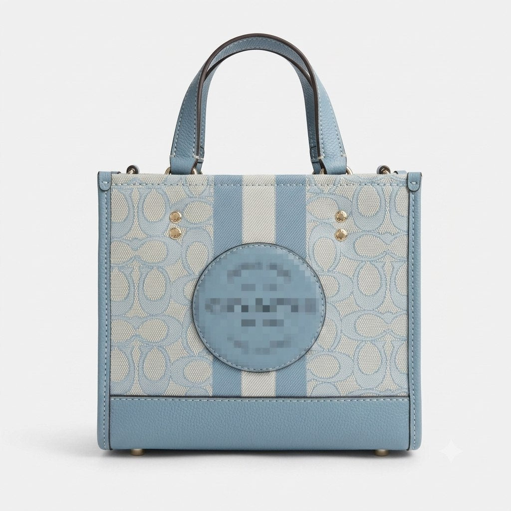 Structured Canvas Mini Tote with Leather Trim