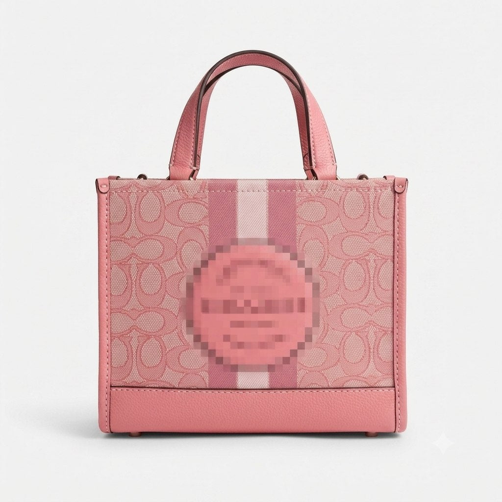 Structured Canvas Mini Tote with Leather Trim