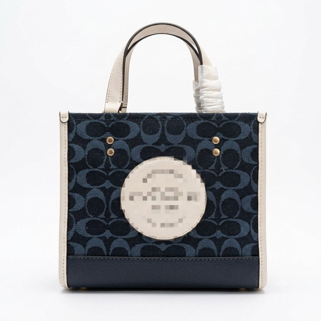 Structured Canvas Mini Tote with Leather Trim