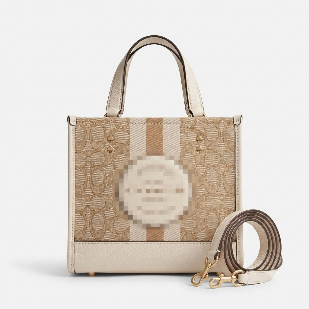 Structured Canvas Mini Tote with Leather Trim