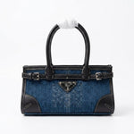 Denim East-West Bag with Leather Trim