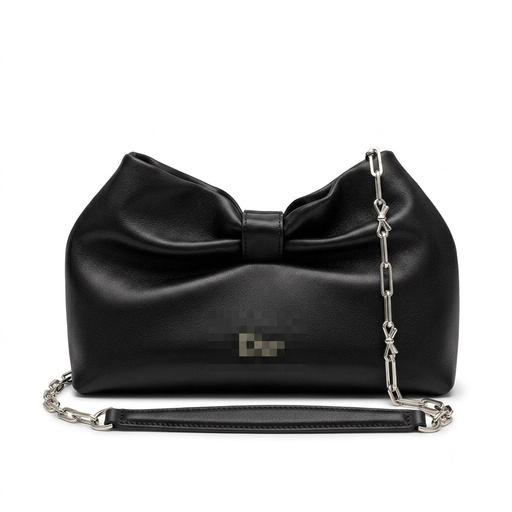 Leather Bow Bag with Chain