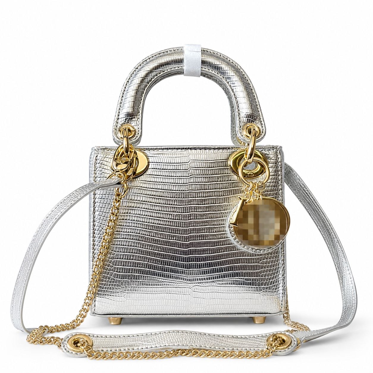 Embossed Leather Mini Top-Handle Bag