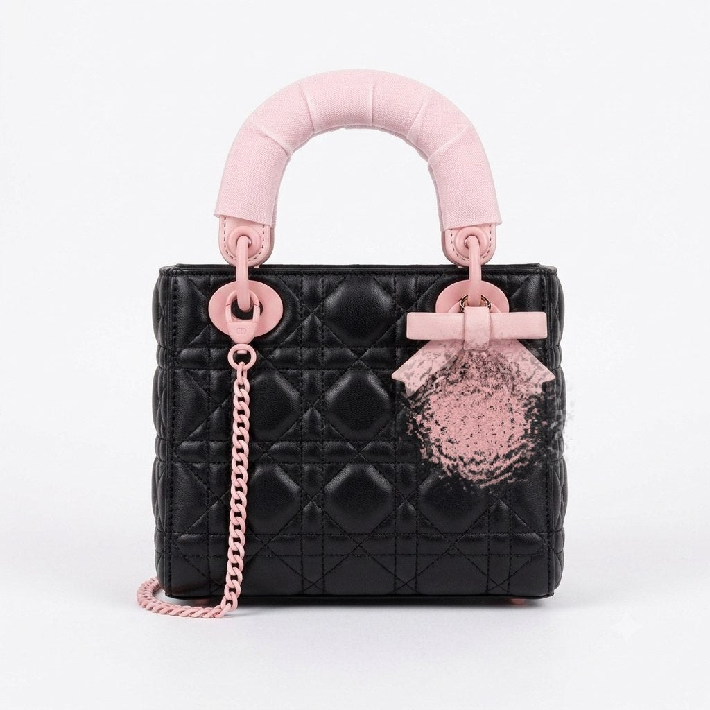 Elegant Leather Bag with Metal Charms and Bow Detail