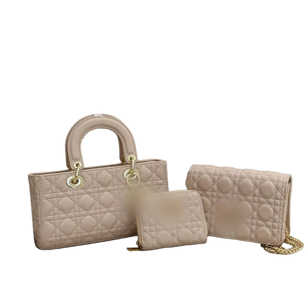 handbag set in pale blush beige