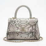 Luxury Python-Embossed Leather Top-Handle Flap Bag
