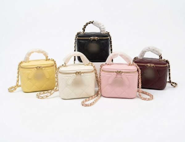 Five quilted cosmetic bags