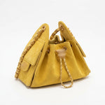 Luxury Suede Shoulder Bag with Quilted Flap Pockets and Gold Chain