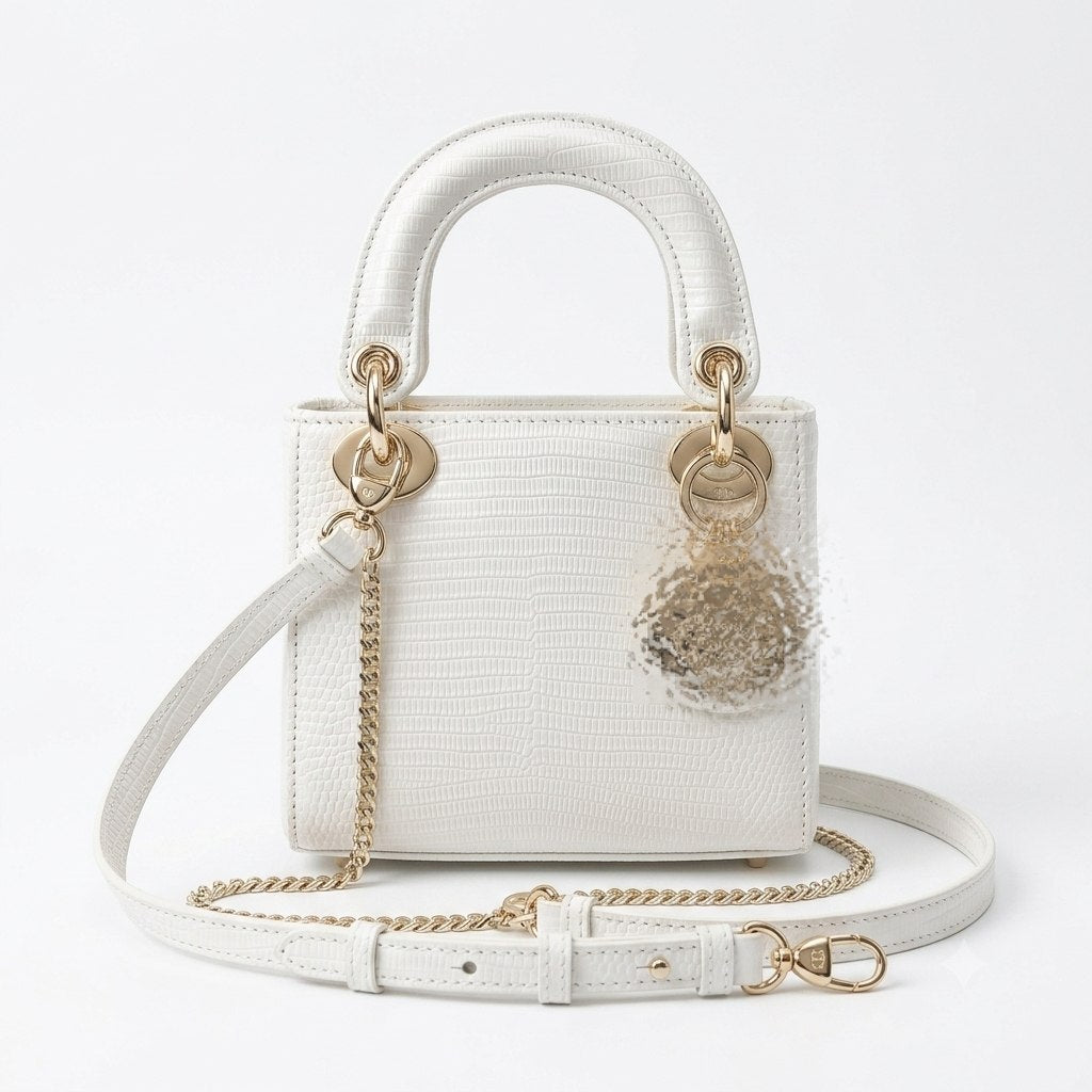 Embossed Leather Mini Top-Handle Bag