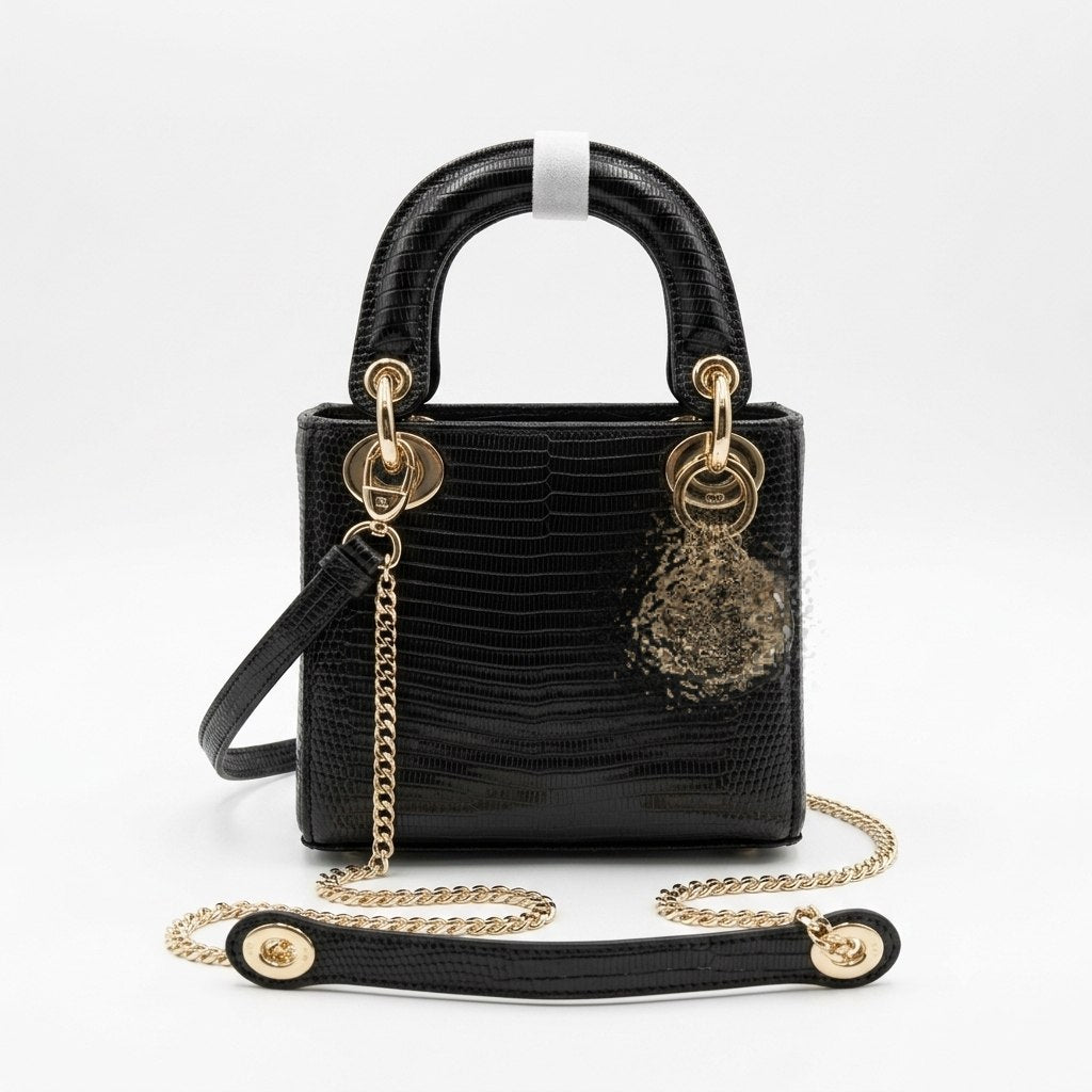 Embossed Leather Mini Top-Handle Bag