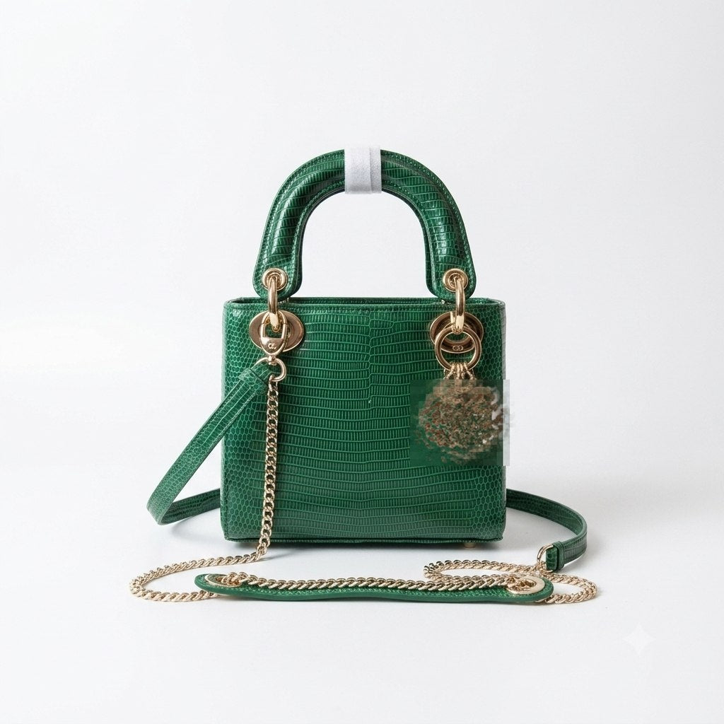 Embossed Leather Mini Top-Handle Bag