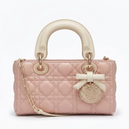 Two-Tone Blush Pink and Cream Handbag with Bow Detail