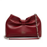 Leather Bow Bag with Chain