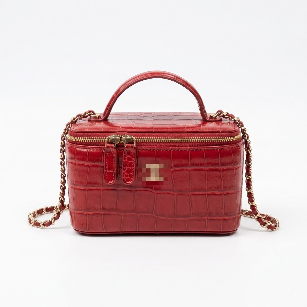 Small Leather Vanity Case with Chain