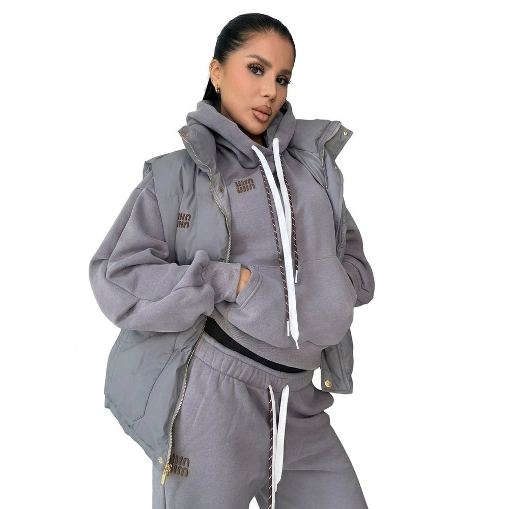 Oversized Winter Tracksuit & Matching Puffer Vest Set