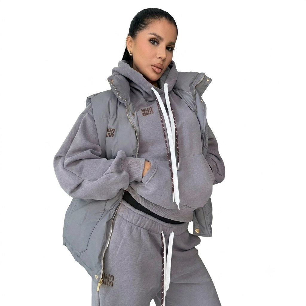 Oversized Winter Tracksuit & Matching Puffer Vest Set