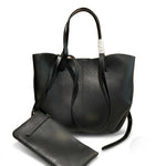 Women's Small Soft Leather Tote Bag with Matching Zipper Pouch