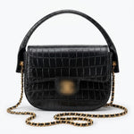 Croco-Embossed Flap Bag with Top Handle