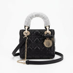 Quilted Top-Handle Bag with Decorative Chain and Bow Detail