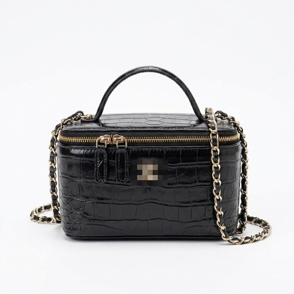 Small Leather Vanity Case with Chain