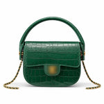 Croco-Embossed Flap Bag with Top Handle