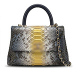 Luxury Python-Embossed Leather Top-Handle Flap Bag