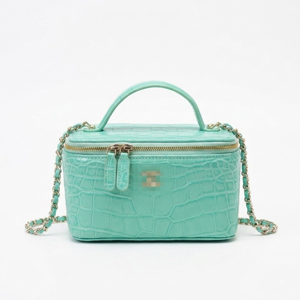 Small Leather Vanity Case with Chain