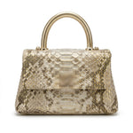 Luxury Python-Embossed Leather Top-Handle Flap Bag