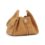 Luxury Suede Shoulder Bag with Quilted Flap Pockets and Gold Chain
