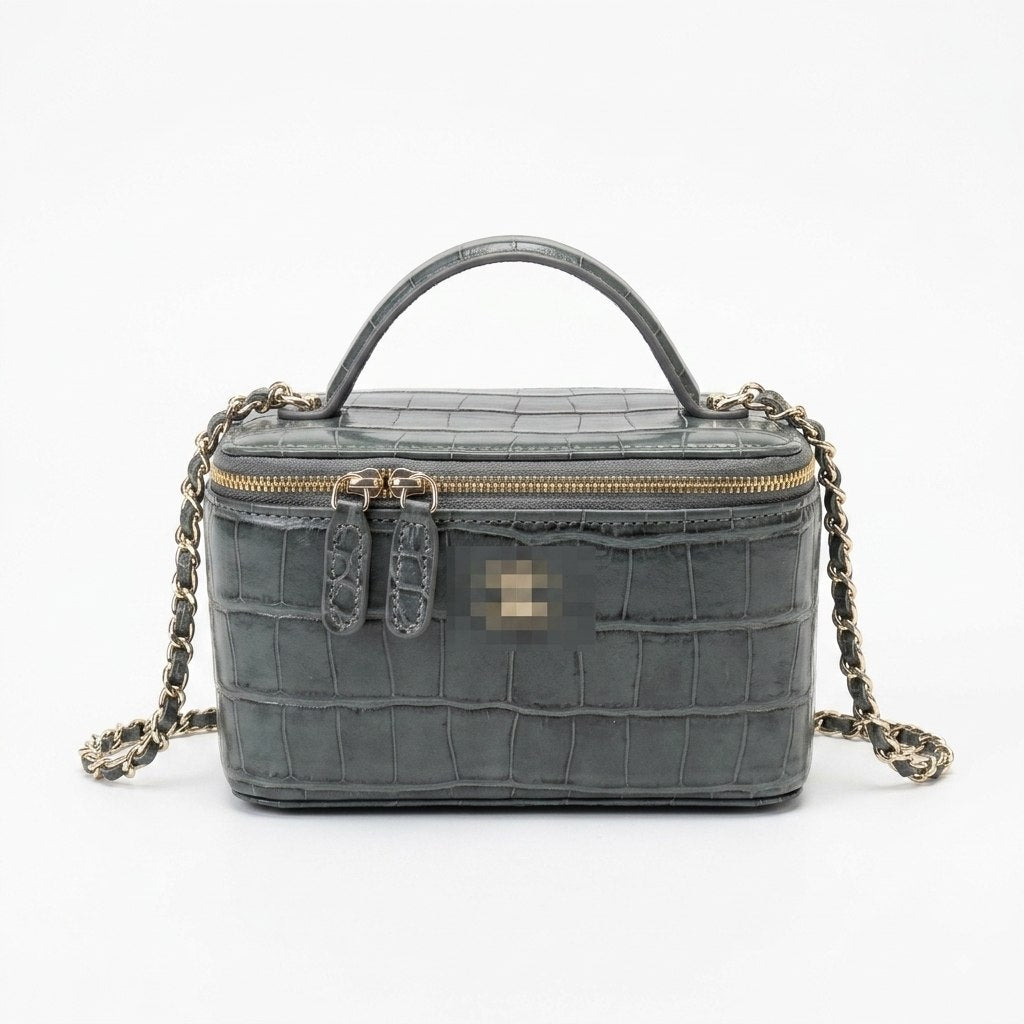 Small Leather Vanity Case with Chain