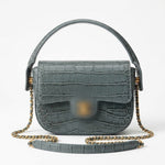 Croco-Embossed Flap Bag with Top Handle