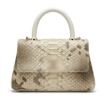 Luxury Python-Embossed Leather Top-Handle Flap Bag