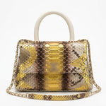Luxury Python-Embossed Leather Top-Handle Flap Bag