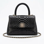 Luxury Python-Embossed Leather Top-Handle Flap Bag