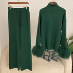 Comfortable_jumpsuit and wide-leg pants set with a high neck