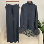 Comfortable_jumpsuit and wide-leg pants set with a high neck