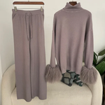 Comfortable_jumpsuit and wide-leg pants set with a high neck